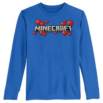 Boys 8-20 Minecraft Title Hearts Logo Long Sleeve Graphic Tee