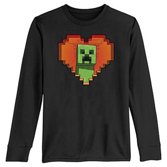 Boys 8-20 Minecraft Creeper Valentine Long Sleeve Graphic Tee
