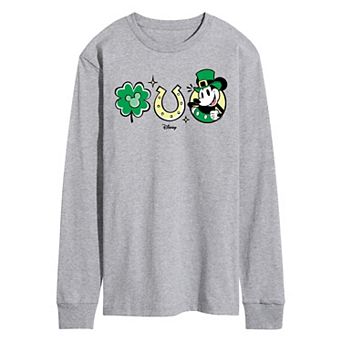 Disney's Mickey Mouse Men's St Patrick's Icons Long Sleeve Graphic Tee