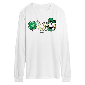 Disney's Mickey Mouse Men's St Patrick's Icons Long Sleeve Graphic Tee