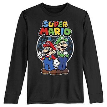 Boys 8-20 Super Mario Bros Mario And Luigi Happy Long Sleeve Graphic Tee