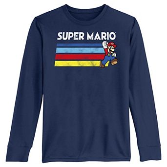 Boys 8-20 Super Mario Bros Running Stripes Long Sleeve Graphic Tee