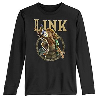 Boys 8-20 The Legend Of Zelda Tears Of The Kingdom Link Badge Long Sleeve Graphic Tee
