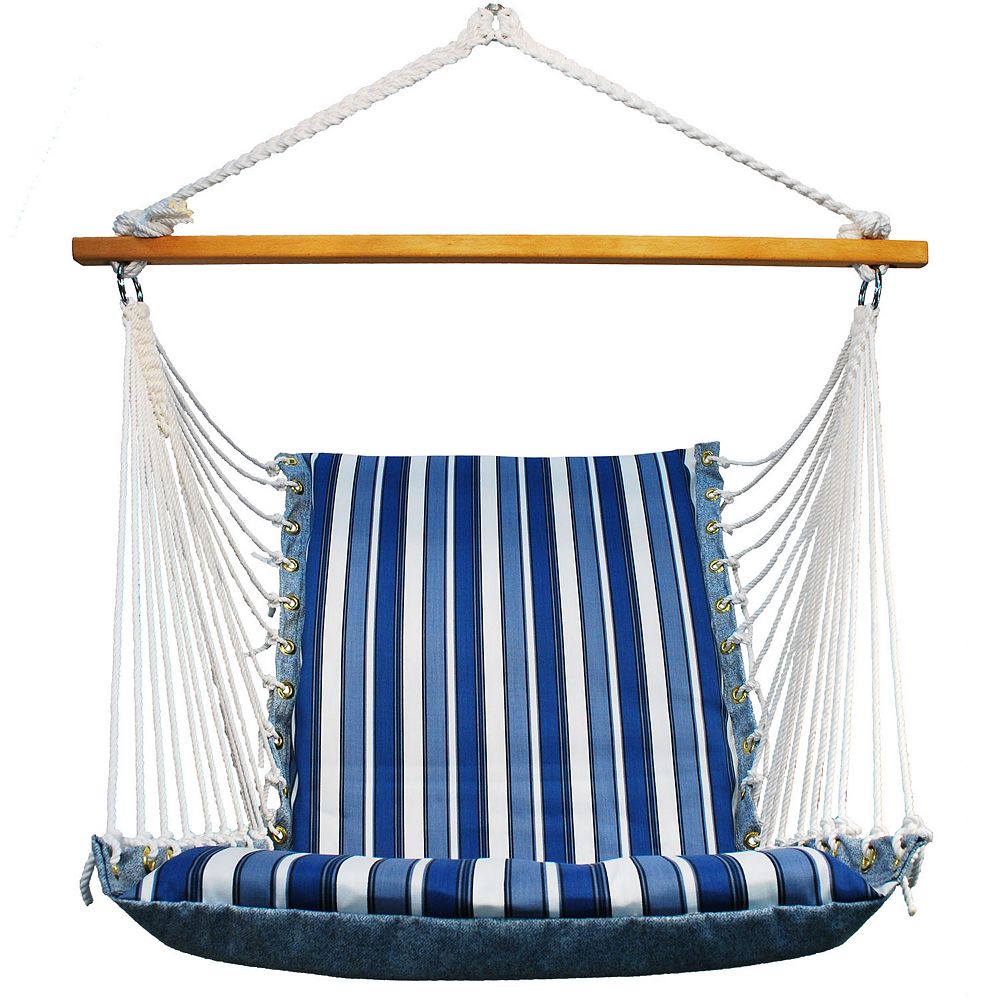 Garden Hanging Hammock Chair Navy Blue/White Stripes 