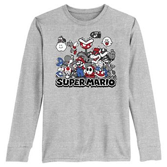Boys 8-20 Super Mario Bros Red And Blue Poster Long Sleeve Graphic Tee