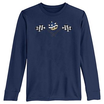 Boys 8-20 Mario Kart Blue Shell And Flags Long Sleeve Graphic Tee