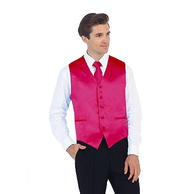 Gioberti Men's Formal 4pc Satin Vest Necktie Bowtie And Pocket Square