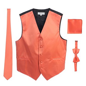 Gioberti Men's Formal 4 pc Satin Vest Necktie Bowtie And Pocket Square