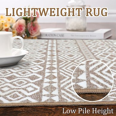 Garvee Machine Washable Moroccan Boho Area Rug Geometric Throw Carpet for Bedroom Living Room