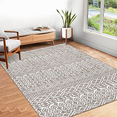 Garvee Machine Washable Moroccan Boho Area Rug Geometric Throw Carpet for Bedroom Living Room