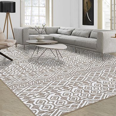 Garvee Machine Washable Moroccan Boho Area Rug Geometric Throw Carpet for Bedroom Living Room