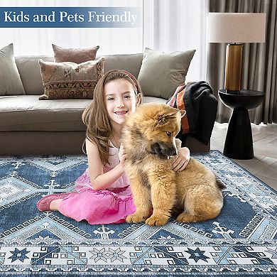 Garvee Geometric Boho Area & Washable Throw Rug for Living Room Bedroom Decor