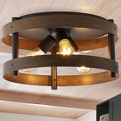 Cooper Farmhouse Industrial Iron Led Flush Mount