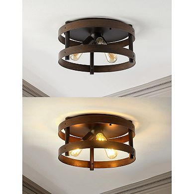 Cooper Farmhouse Industrial Iron Led Flush Mount