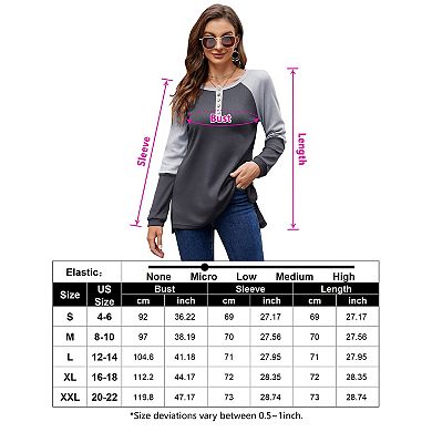 Women’s V Neck Henley Shirts Long Sleeve Waffle Tunic Tops Pullover Sweatshirts With Buttons