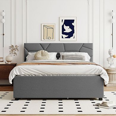 Merax Upholstered Platform Bed With Twin Xl Size Trundle And Drawers