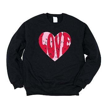 Pink Love Heart Distressed Sweatshirt