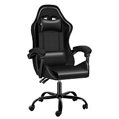 Emma and Oliver Black Ergonomic High Back Adjustable Gaming Chair with 4D  Armrests, Head Pillow and Adjustable Lumbar Support with Black Stitching