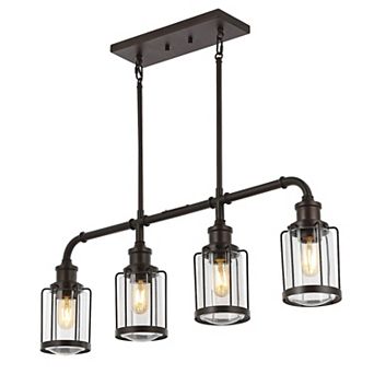 Abbott Farmhouse Industrial Iron/glass Linear Led Pendant
