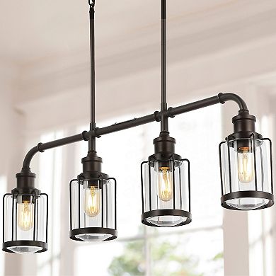 Abbott Farmhouse Industrial Iron/glass Linear Led Pendant