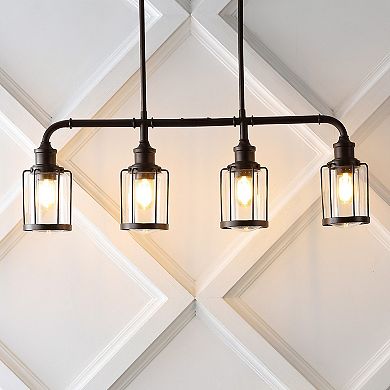 Abbott Farmhouse Industrial Iron/glass Linear Led Pendant