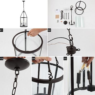 Kinsley Industrial Farmhouse Iron/glass Led Pendant