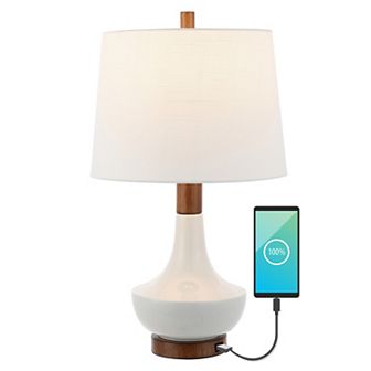 Finn Vintage Minimalist Iron/ceramic Led Mini Table Lamp With Usb Charging Port