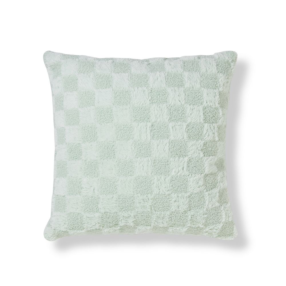 The Big One® Green Faux Fur Check Texture Throw Pillow