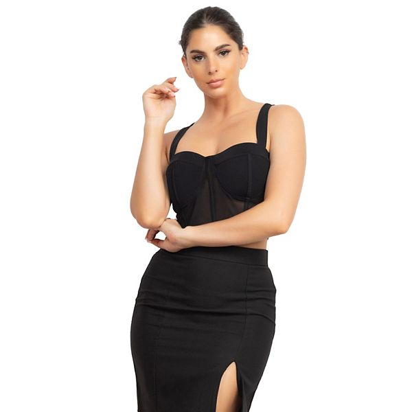 Contrasting Mesh Padded Tank Top