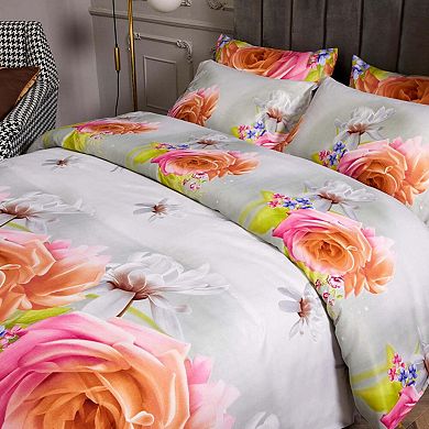 Dolce Mela Duvet Cover Set, 6 Piece Luxury Floral Bedding -Innocence