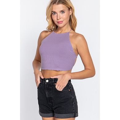 Lace Up Open Cross Back Crop Cami