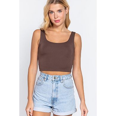 Scoop Neck 2 Ply Crop Tank Top
