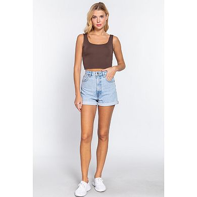 Scoop Neck 2 Ply Crop Tank Top