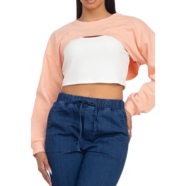 Ribbed Sleeveless Top With Shrug Sweater