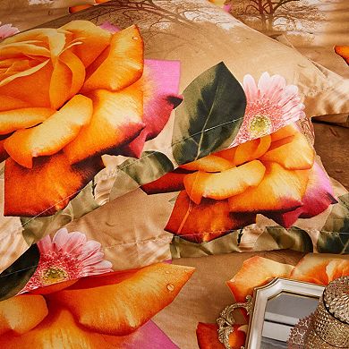 Dolce Mela Queen Size Duvet Cover Set, 6 Piece Luxury Floral Bedding, Eden