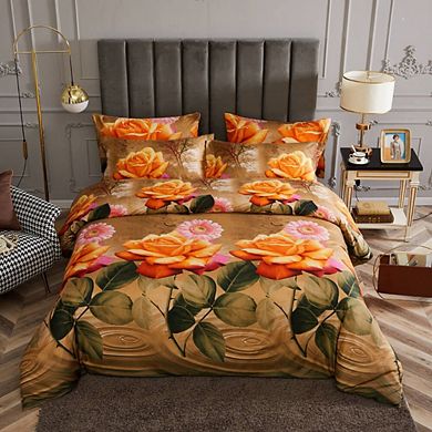 Dolce Mela Queen Size Duvet Cover Set, 6 Piece Luxury Floral Bedding, Eden