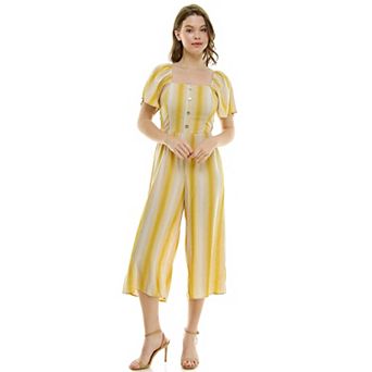 Women's Luxology Short Sleeve Smocked Back Cropped Jumpsuit