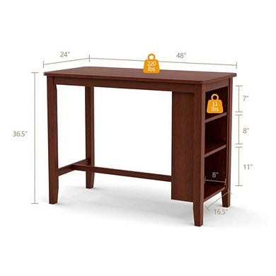 Hivvago Counter Height Bar Table With 3-tier Storage Shelves For Home Restaurant
