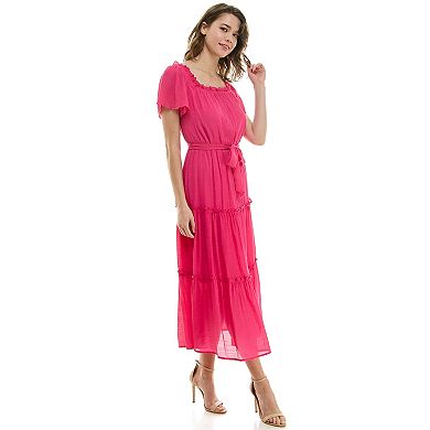 Women's Luxology Short Sleeve Belted Maxi Dress