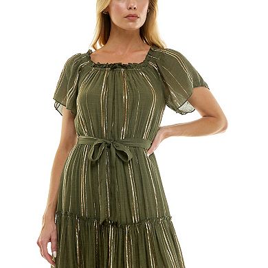 Women's Luxology Short Sleeve Belted Maxi Dress