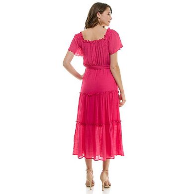 Women's Luxology Short Sleeve Belted Maxi Dress