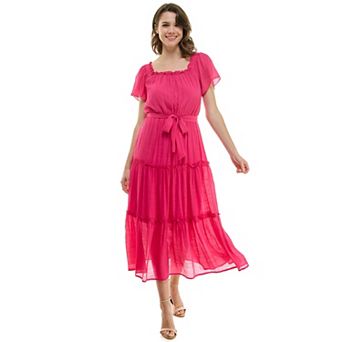 Women's Luxology Short Sleeve Belted Maxi Dress