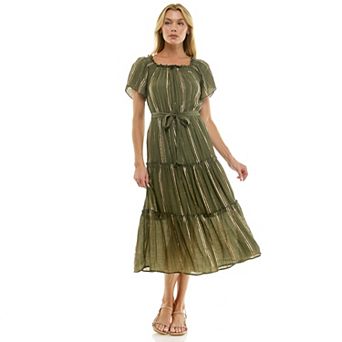 Women's Luxology Short Sleeve Belted Maxi Dress