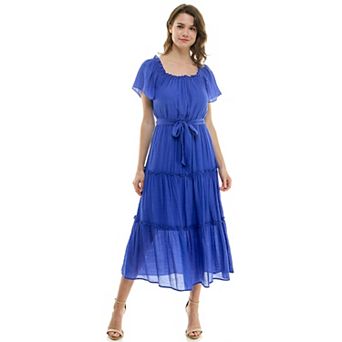 Women's Luxology Short Sleeve Belted Maxi Dress