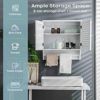Hivvago Bathroom Medicine Cabinet With Height Adjustable Shelf And Towels Bar