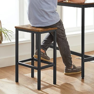 Hivvago Industrial Brown Bar Table With 2 Stools
