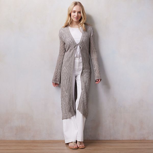 Women's LC Lauren Conrad Long Pointelle Duster Cardigan