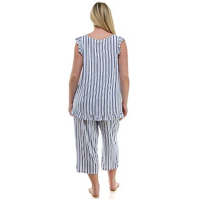 Plus Size Croft & Barrow® Ruffled Pajama Tank Top & Pajama Capri Pants Set