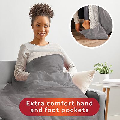 Sunbeam Extra Cozy Nordic Velvet Reversible Sherpa Heated Blanket