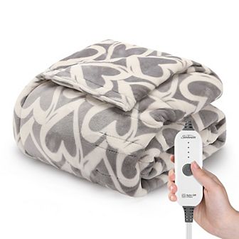Sunbeam Extra Cozy Nordic Velvet Reversible Sherpa Heated Blanket